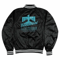 TL Logo Black Satin Jacket -Cheap Band Tees Vinyl Store BlackVarsityJacketBack