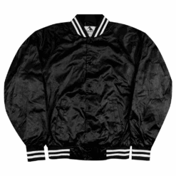 TL Logo Black Satin Jacket -Cheap Band Tees Vinyl Store BlackVarsityJacketFront