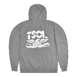 Logo Grey Zip Hoodie -Cheap Band Tees Vinyl Store EagleGreyHoodieBack