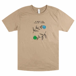 Blue & Green Flower Desert Tan T-Shirt