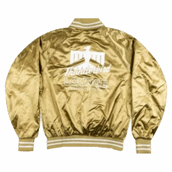 TL Logo Gold Satin Jacket -Cheap Band Tees Vinyl Store GoldVarsityJacketBack