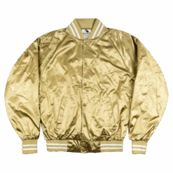 TL Logo Gold Satin Jacket -Cheap Band Tees Vinyl Store GoldVarsityJacketFront