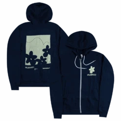 Flower Navy Zip Hoodie
