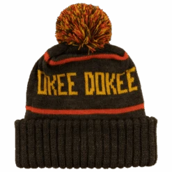 Okee Dokee Youth Winter Pom Beanie -Cheap Band Tees Vinyl Store OkieDokeeBeaniesBrownClose