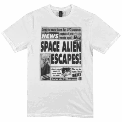 Space Alien Escapes White T-Shirt