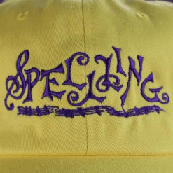 SPELLLING Logo Dad Hat -Cheap Band Tees Vinyl Store SpellingYellowHatClose