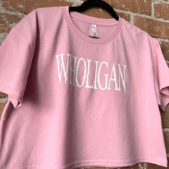 Wholigan Pink Croptop -Cheap Band Tees Vinyl Store WholiganCropTee Lifestyle 2