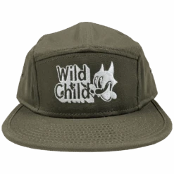 Cartoon Cat 5 Panel Olive Hat