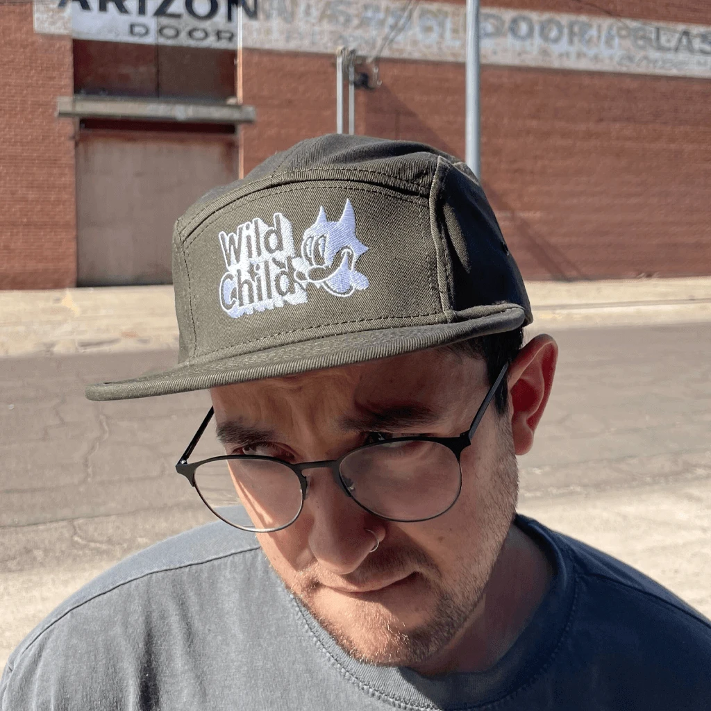 Cartoon Cat 5 Panel Olive Hat 2 Cartoon Cat 5 Panel Olive Hat - Image 2