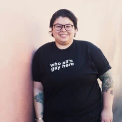 Who All’s Gay Here Black Tee -Cheap Band Tees Vinyl Store merchstore 0036 wagh tee B image