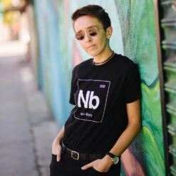 Non-Binary Tee -Cheap Band Tees Vinyl Store non binary 0000 model1 pic1