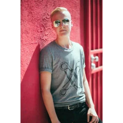 Basic Scissoring Grey Tri-Blend -Cheap Band Tees Vinyl Store scissoringgrey 0001 model1 pic2