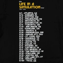 Life In A Simulation Tour Black T-Shirt -Cheap Band Tees Vinyl Store simulationtourbackclose 1